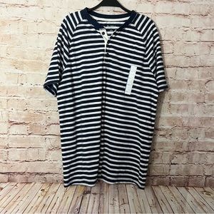 GoodFellow Inc navy white striped nautical shirt sleeve Tshirt size large